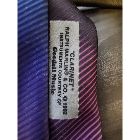 Clarinet Neck Tie by Ralph Marlin Band Music MADE IN USA vintage 1992 - Purple - Picture 4 of 4